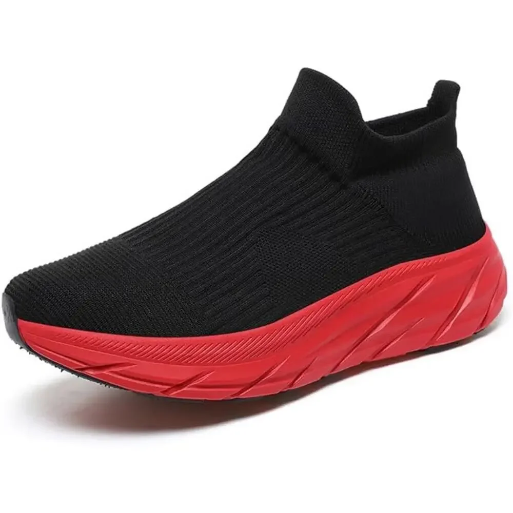 BRAND NEW ~ Unisex Black Mesh Slip On Sneakers Red Soles ~ Size 42 (11) - Picture 2 of 4